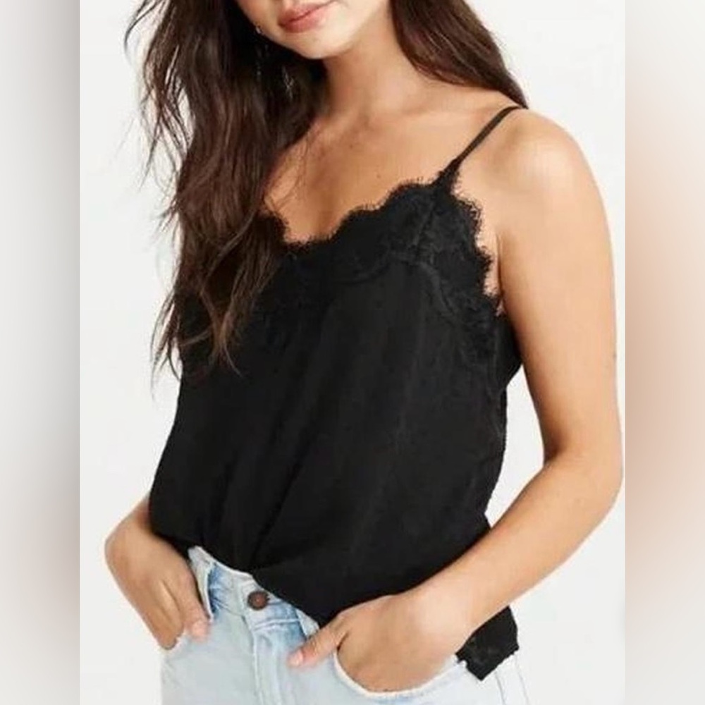 Abercrombie and Fitch Black Lace Trim Cami Top